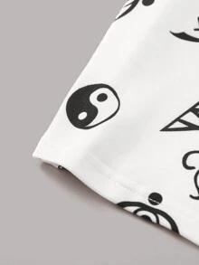 SHEIN 民族印花帽袖tee - 白色 - 查看 5