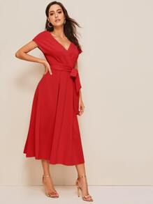 shein surplice wrap solid dress