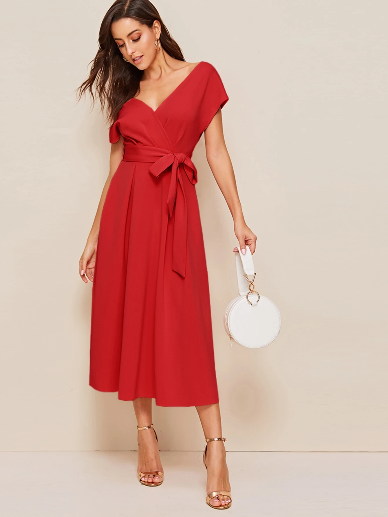 shein surplice wrap solid dress