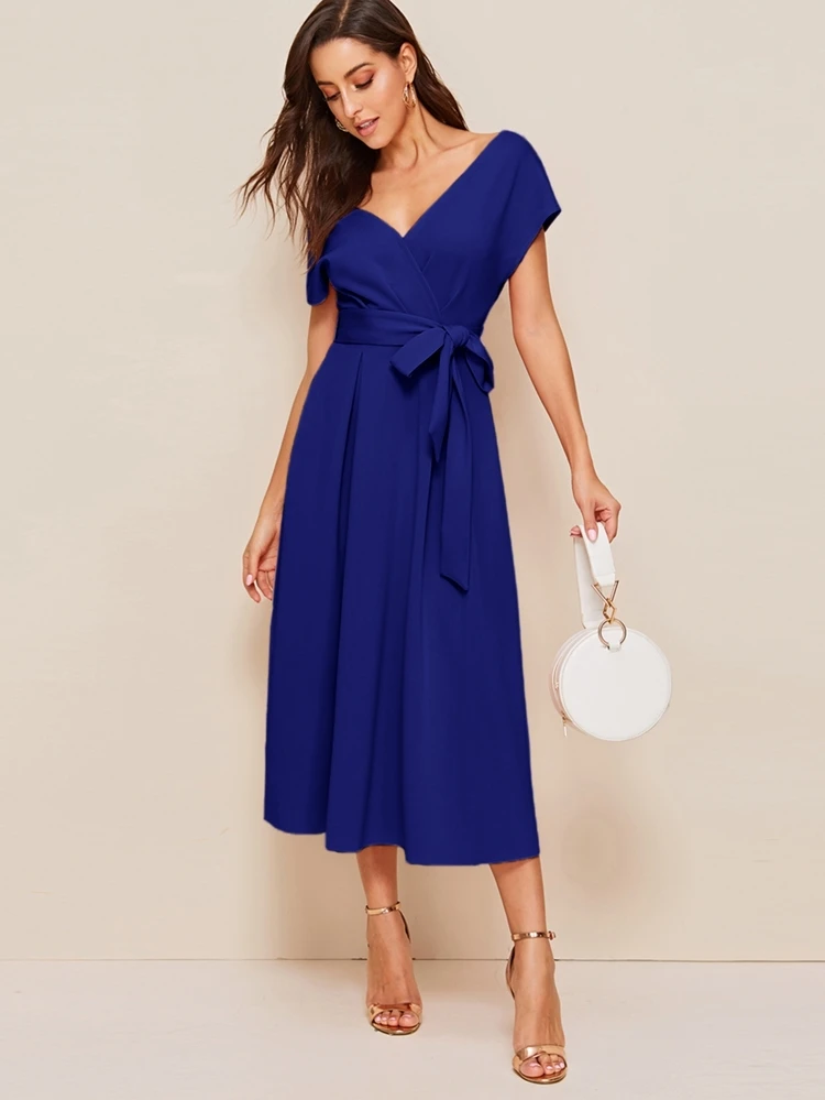 shein surplice wrap solid dress