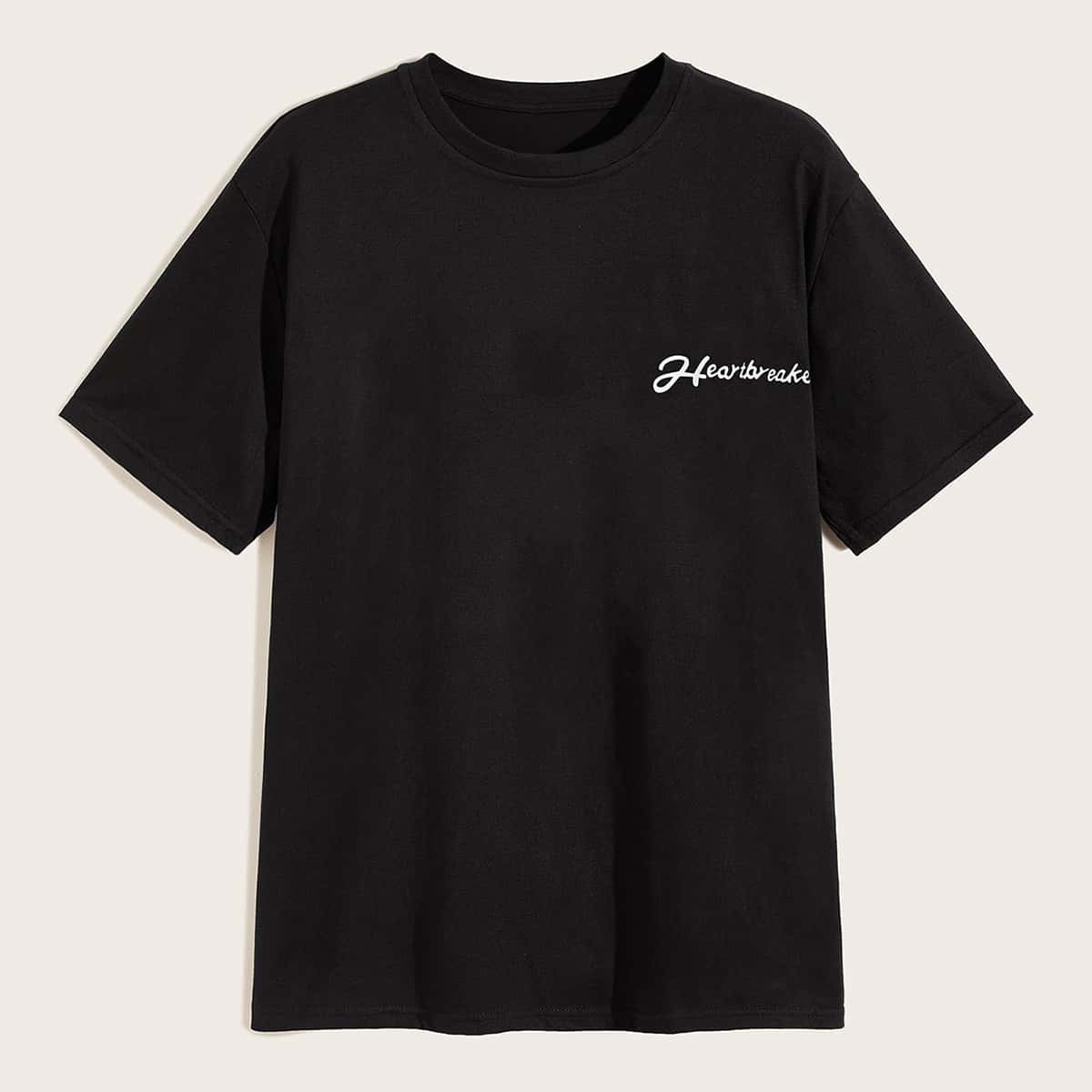 

Guys Letter Print Tee, Black
