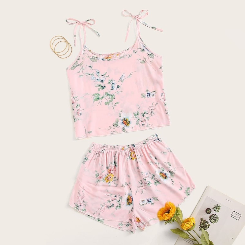 

Floral Print Knot Detail Cami PJ Set