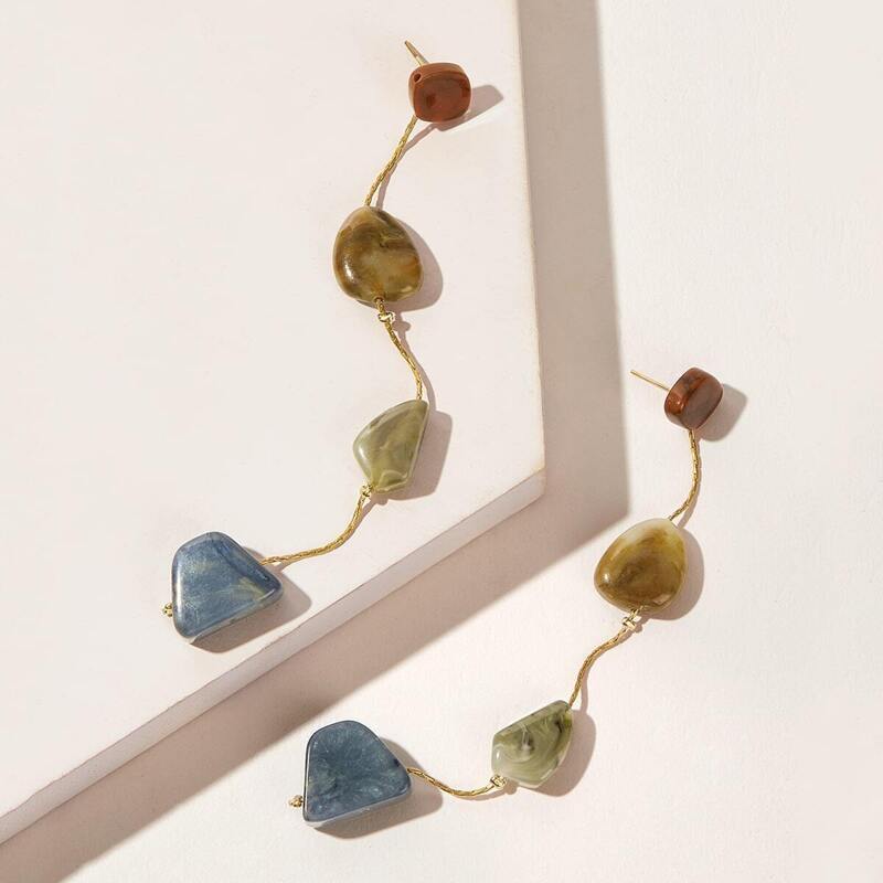 

Stone Decor Drop Earrings 1pair, Multicolor