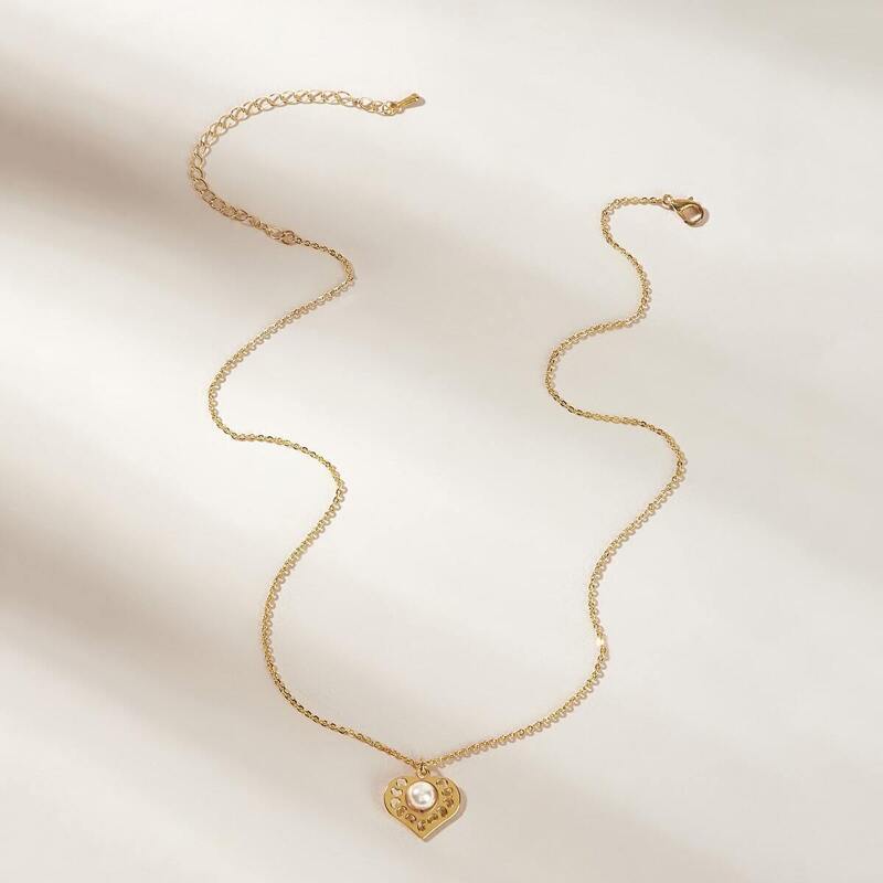 

Heart Pendant Chain Pendant Necklace 1pc, Gold