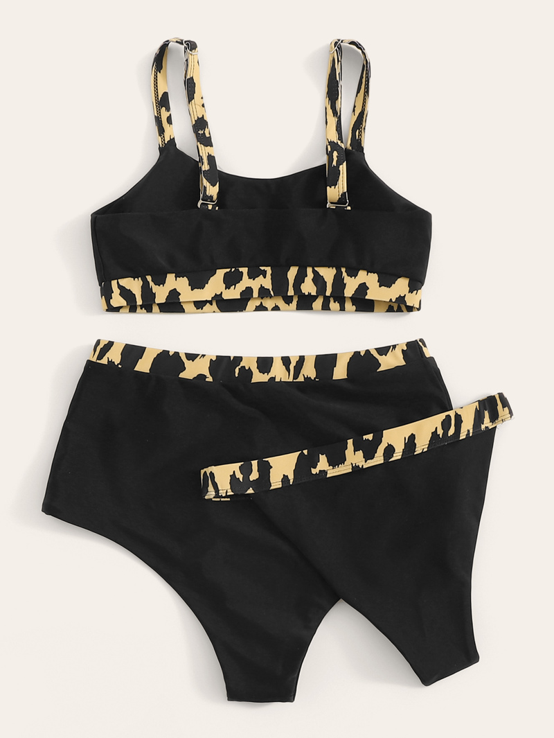 

Leopard Trim Bikini Set 3pack, Black