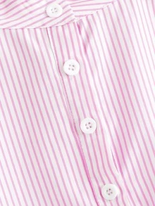 SHEIN LUNE 棉布燒花網眼面花瓣袖女士襯衫 - 粉色 - 查看 3