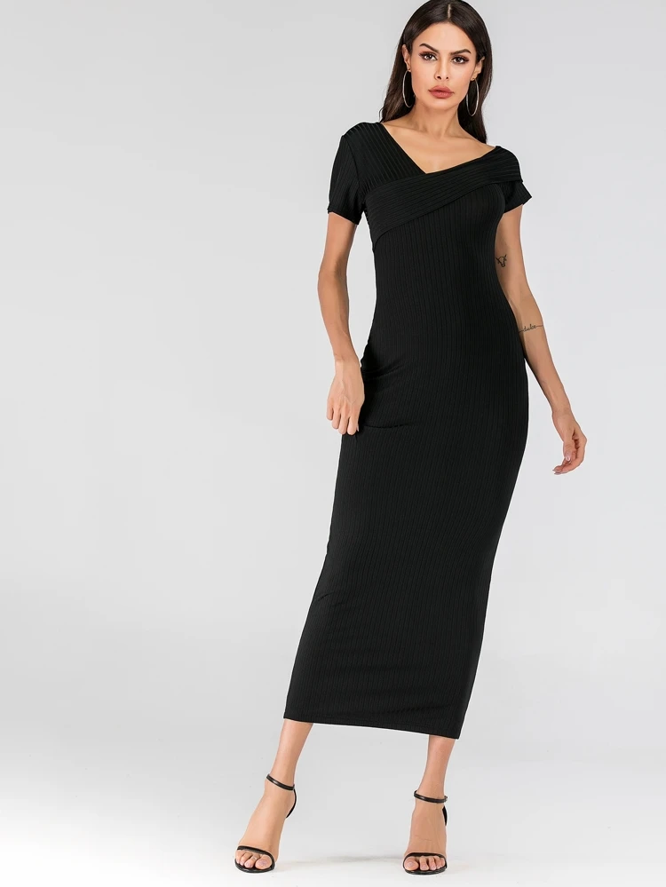 ribbed bodycon maxi dress