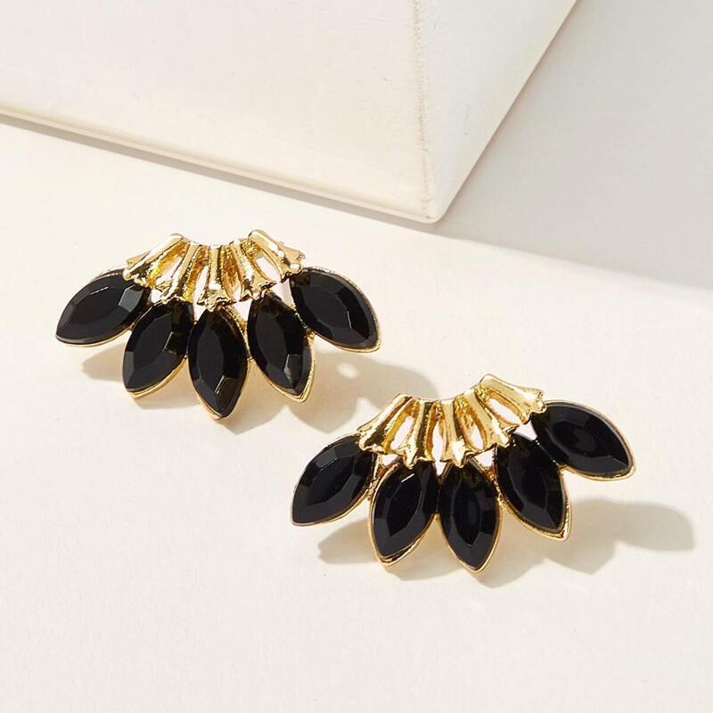

Rhinestone Decor Stud Earrings 1pair, Black