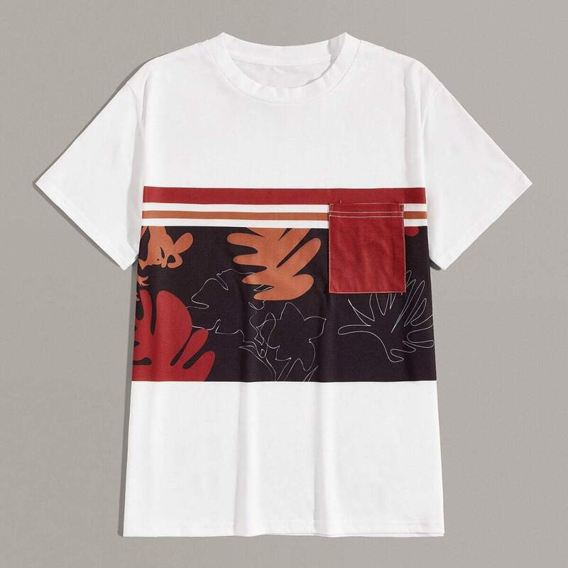 

Guys Contrast Panel Pocket Front Tee, Multicolor