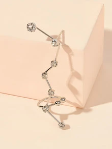 水鑽紋理條形耳朵夾1個 - 銀色 - 查看 2