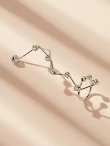 水鑽紋理條形耳朵夾1個 - 銀色 - 查看 3