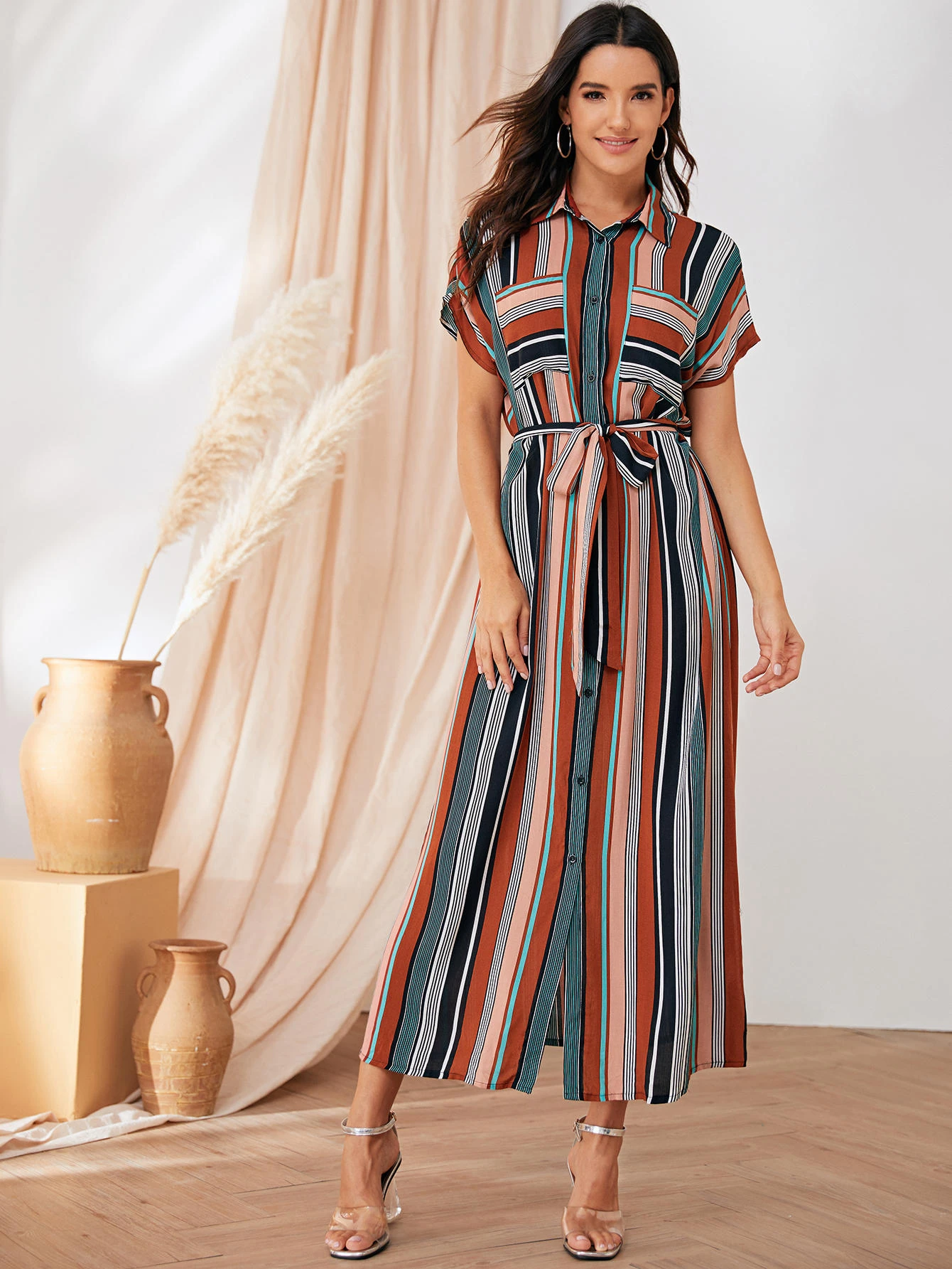 striped tea dress