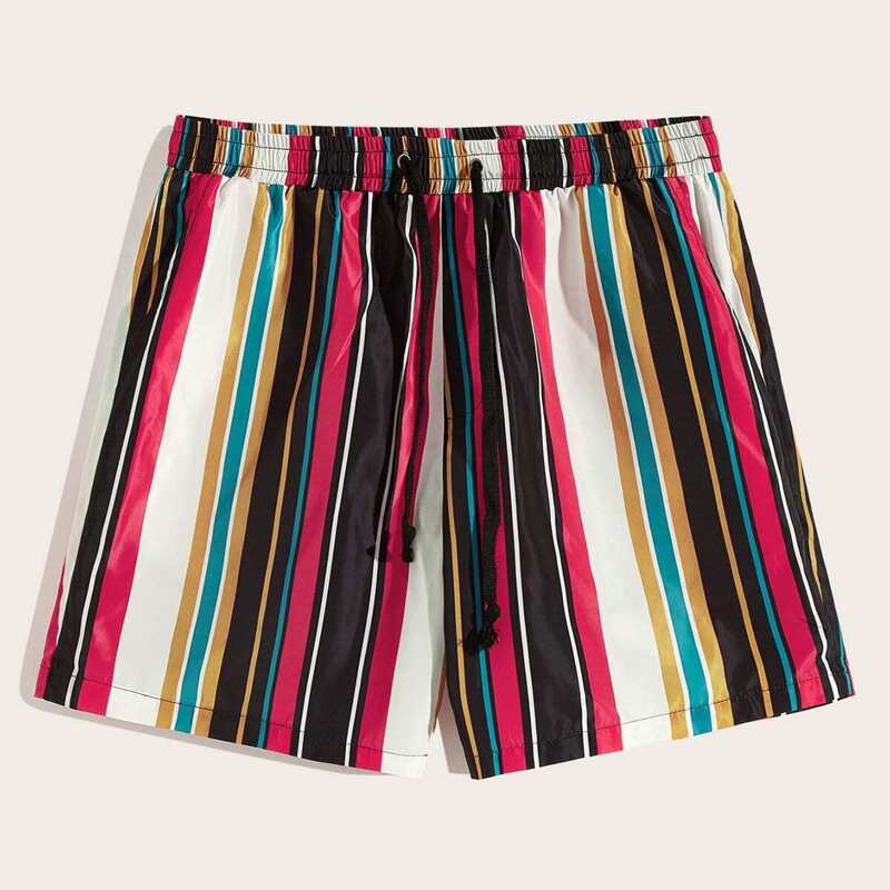 

Guys Drawstring Waist Colorful Striped Shorts, Multicolor