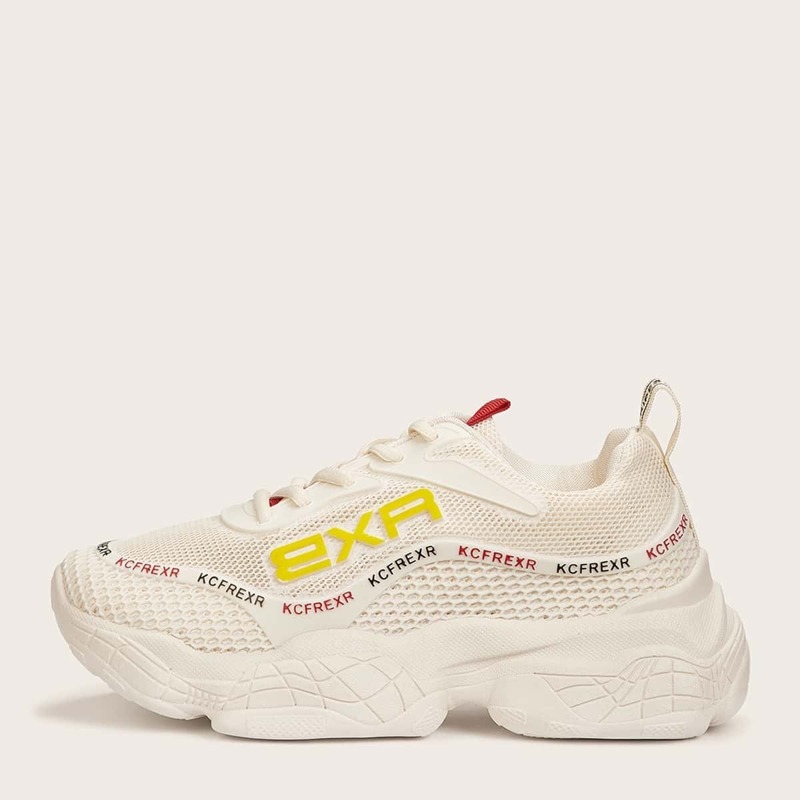

Lace-up Front Chunky Sole Trainers, Beige
