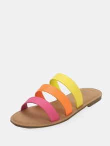 熒光3條帶平跟涼鞋 - 彩色 - 查看 2