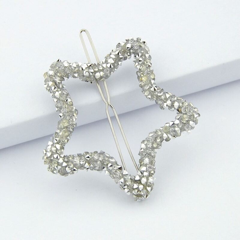 

White Crystal Rhinestone Hair Clip, Silver