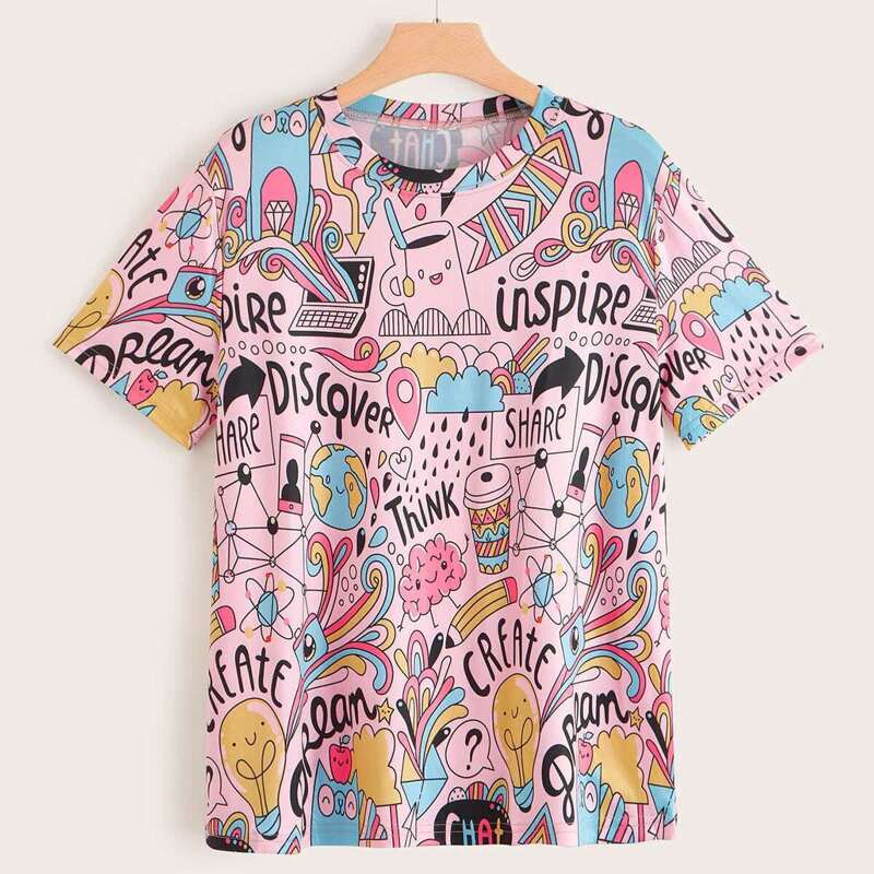 

Plus Cartoon Graphic Tee, Multicolor