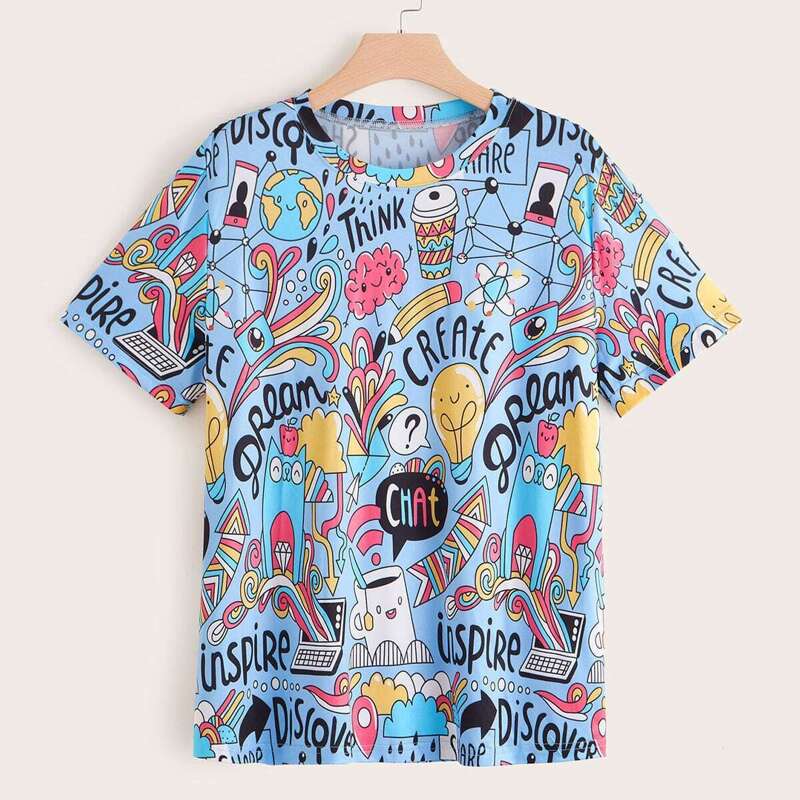 

Plus Cartoon Print Tee, Multicolor