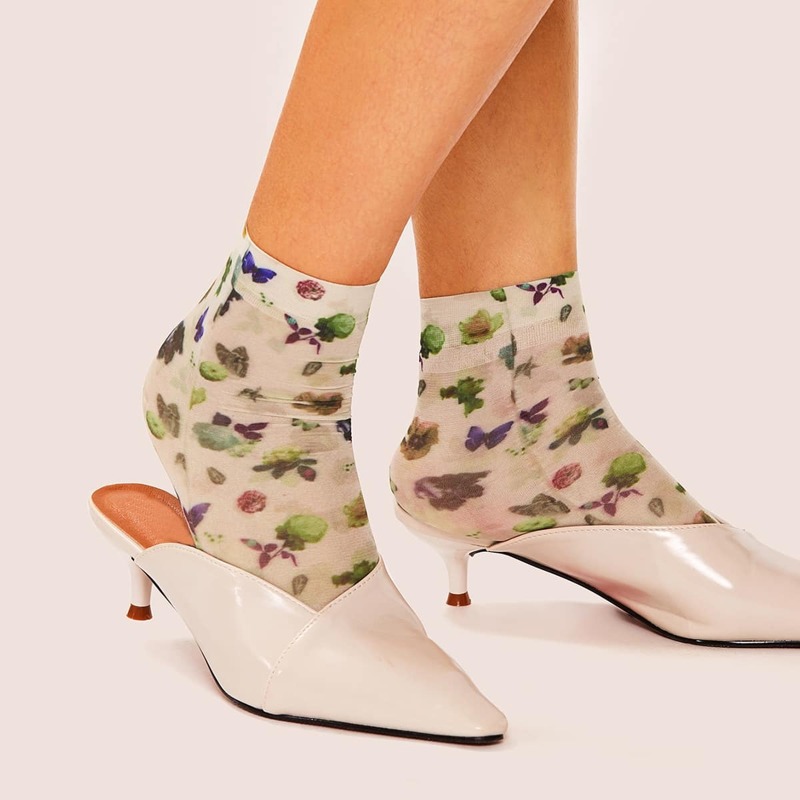 

Butterfly Pattern Ankle Socks 1pair, Multicolor
