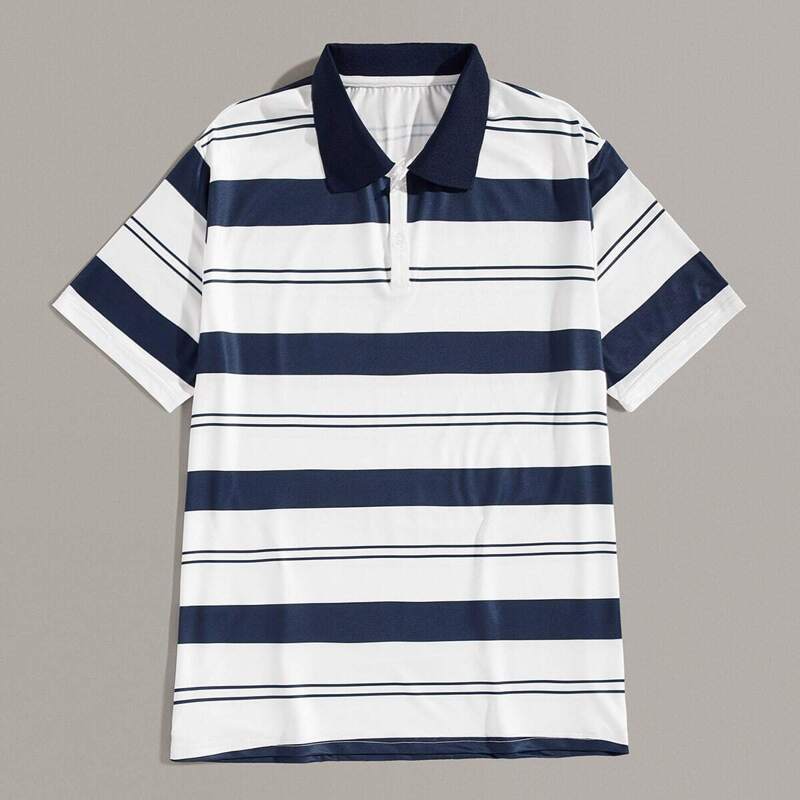 

Guys Contrast Collar Stripe Polo Shirt, Multicolor