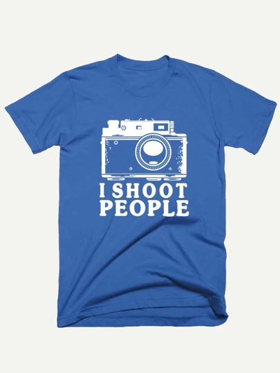 Men Letter Print Tee