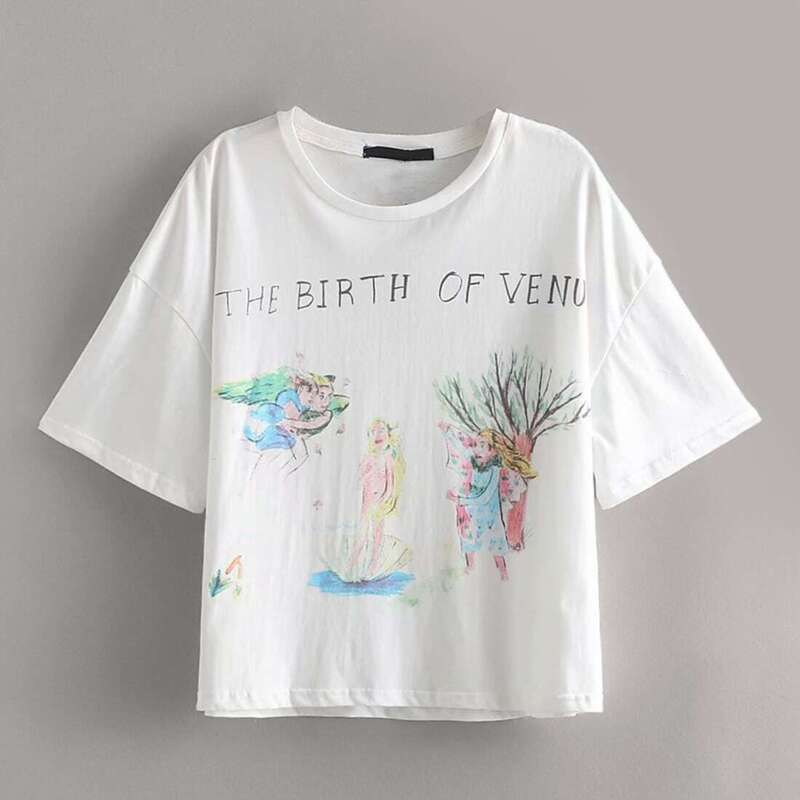 

Angel & Letter Print Tee, White