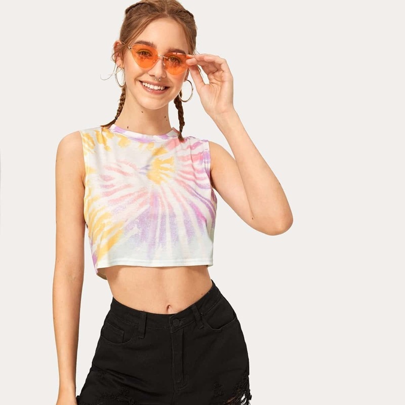 

Tie Dye Crop Tank Top, Multicolor