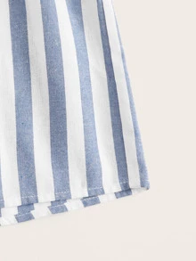 SHEIN Mono de rayas de espalda con cordón - Azul - Ver 5