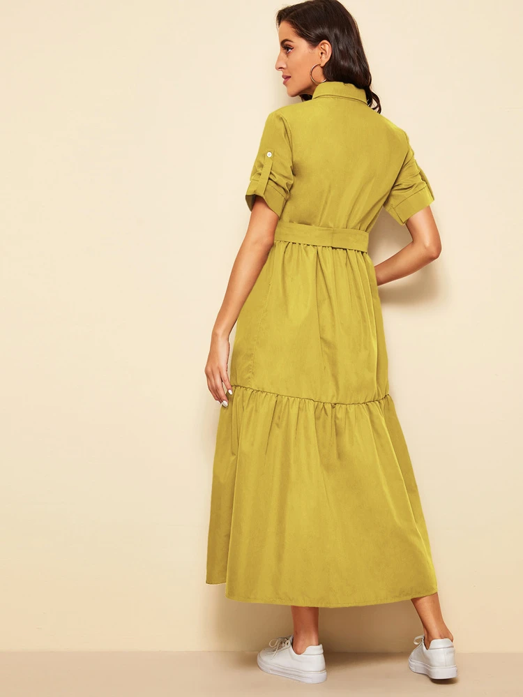 belted utility shirt dress
