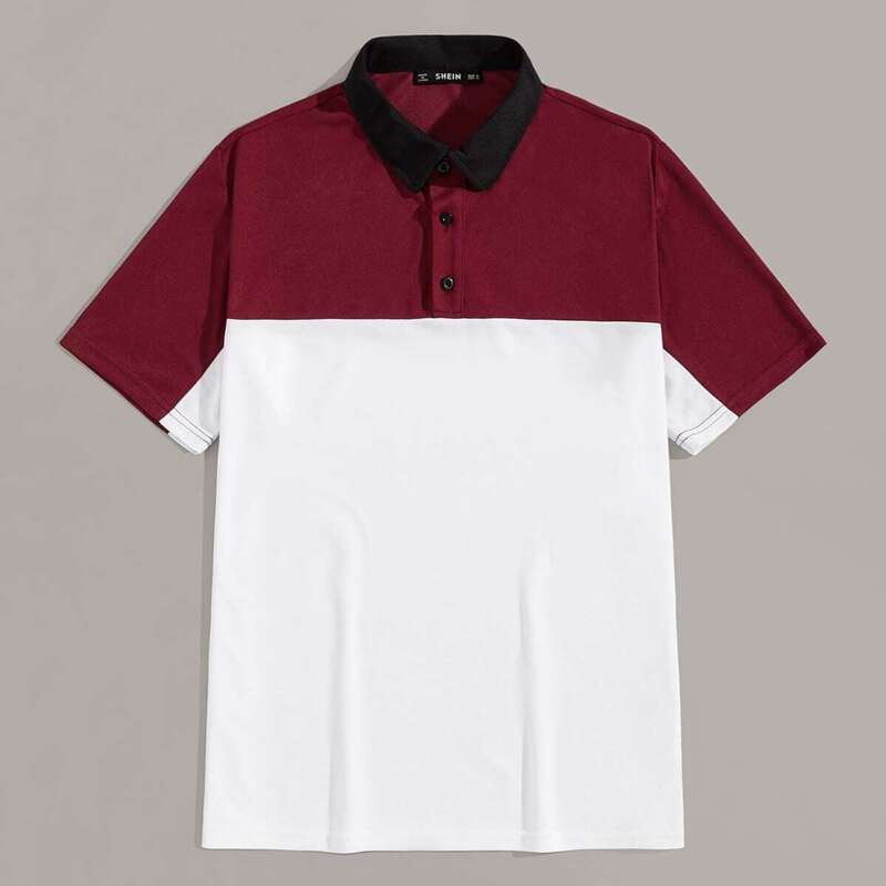 

Guys Contrast Collar Colorblock Polo Shirt, Multicolor