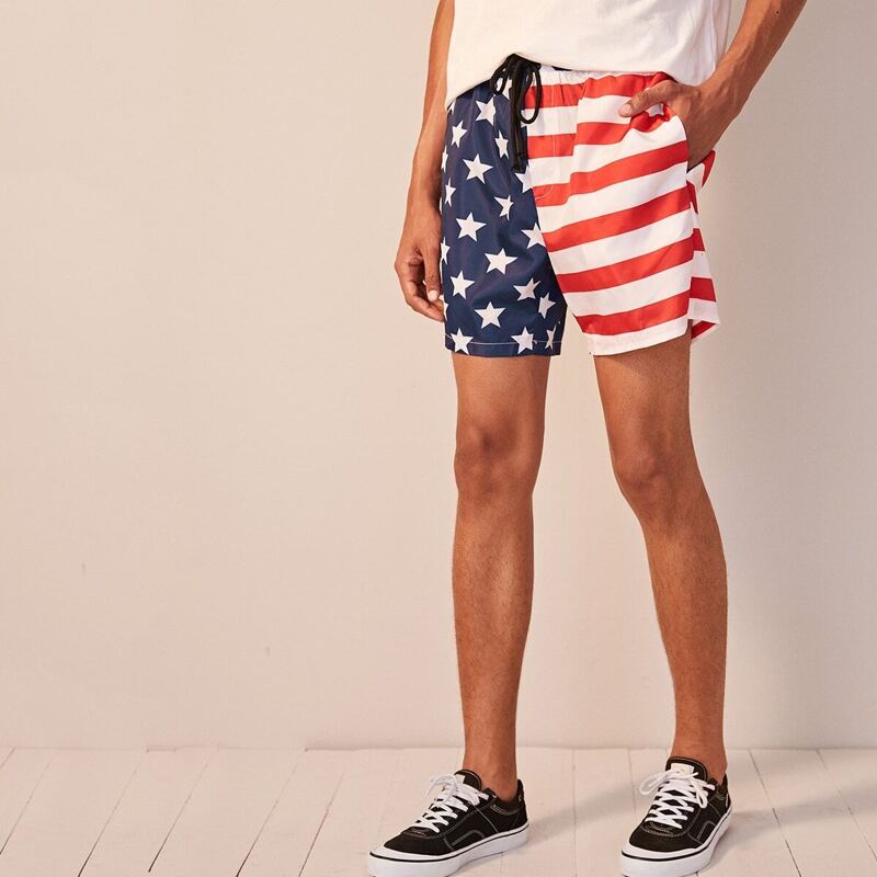 

Guys Drawstring Waist Star and Striped Shorts, Multicolor