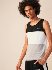Manfinity Hypemode Men Letter Print Colourblock Tank Top - Multicolor - View 4
