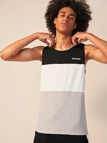 Manfinity Hypemode Men Letter Print Colourblock Tank Top - Multicolor - View 1