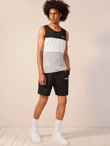 Manfinity Hypemode Men Letter Print Colourblock Tank Top - Multicolor - View 5