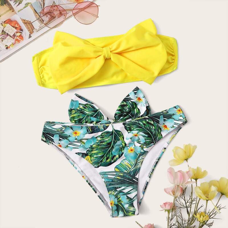 

Bow Detail Mix & Match Bikini Set, Multicolor