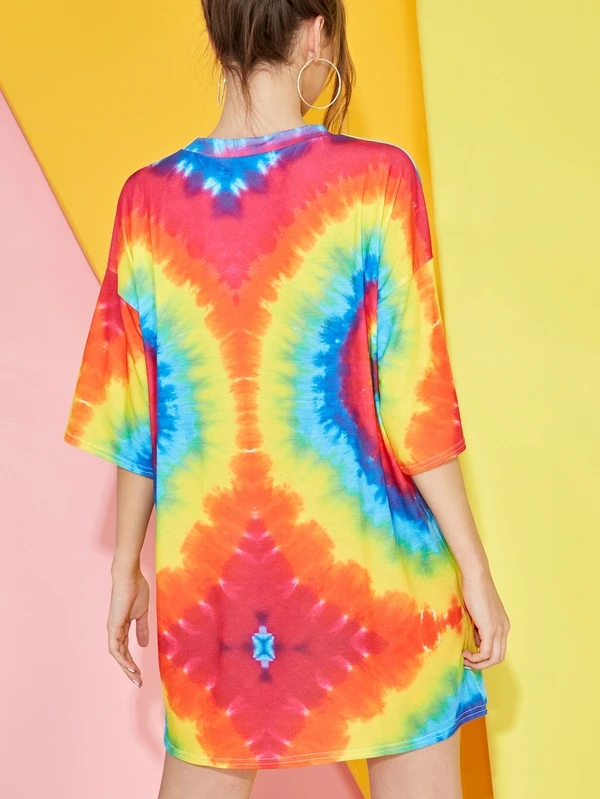 rainbow tie dye t shirt dress