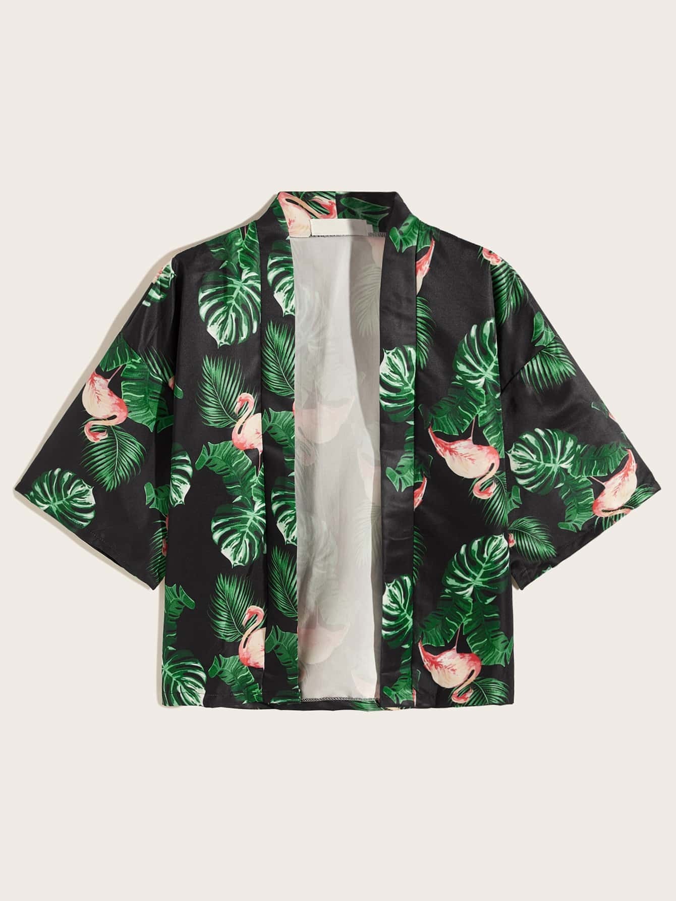 Camisa de chicos de parte delantera abierta con estampado Camisa con estampado tropical de flamenco | Mode de Mujer