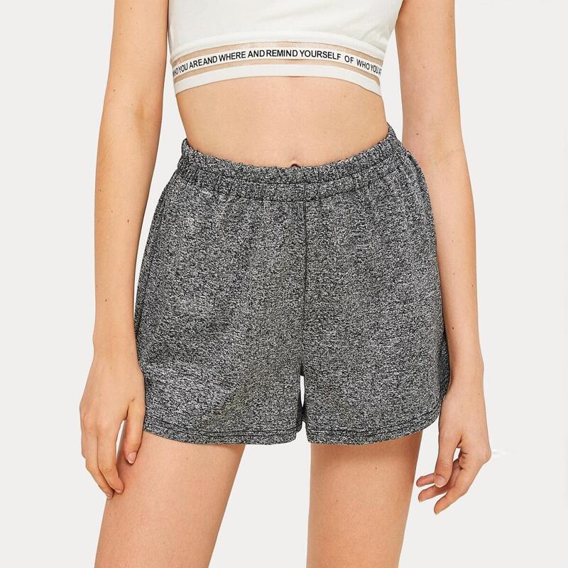 

Space Dye Elastic Waist Track Shorts, Grey