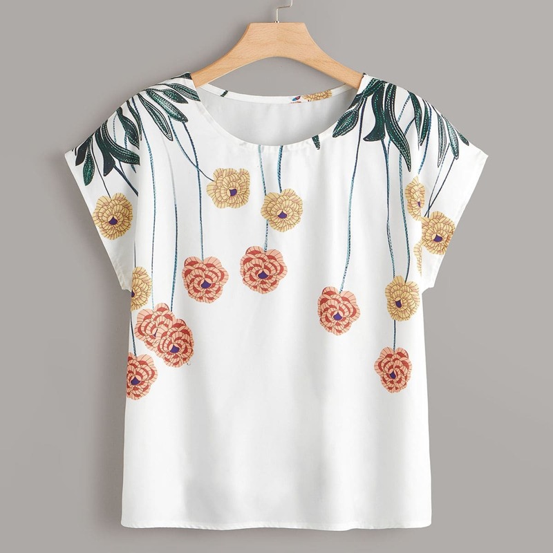 

Plus Floral Print Blouse, White