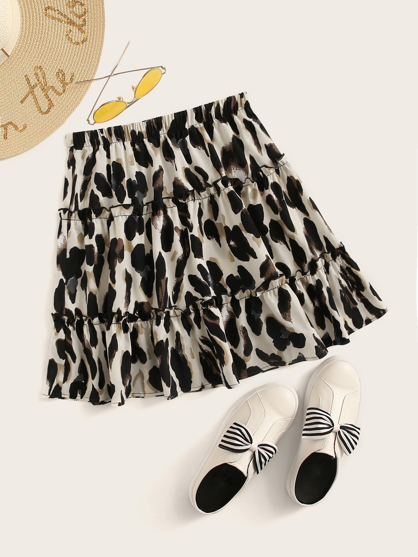 Leopard Print Lettuce-Edge Mini Skirt thumbnail