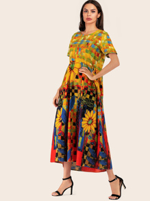 Floral Print Smock Maxi Dress