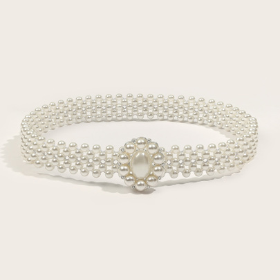 Faux Pearl Beaded Belt