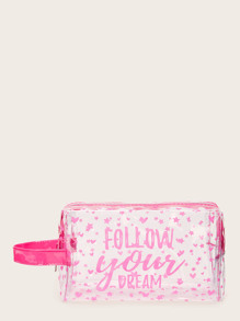 Letter & Star Pattern Clear Makeup Bag
