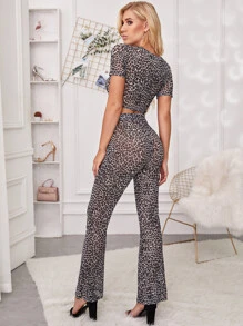 leopard mesh trousers