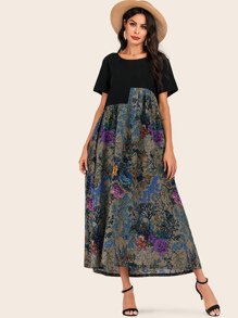 Floral Print Hidden Pocket Maxi Dress