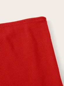 SHEIN EZwear Top bandeau tejido de canalé - Rojo - Ver 3