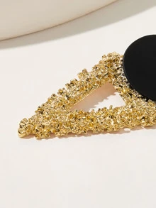 Two Tone Textured Triangle Stud Earrings 1pair - Multicolor - View 3