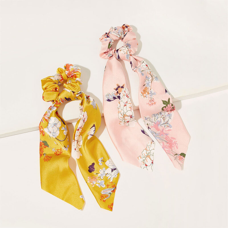 

Floral Pattern Scrunchie Scarf 2pcs, Multicolor