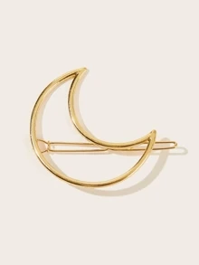 Moon Shaped Hairpin 1pc Casual - Gold - View 3