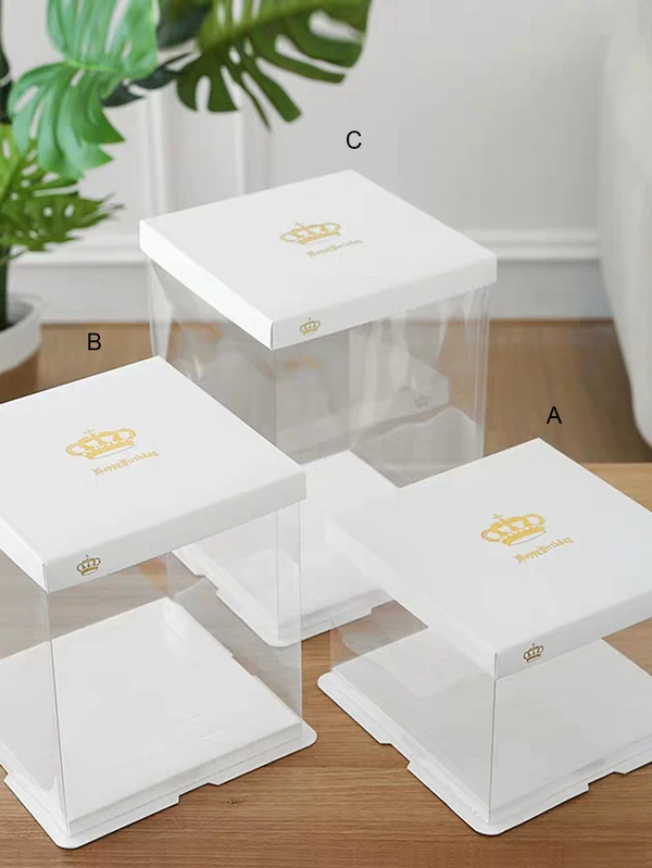 Boite D Emballage Transparente A Gateau Avec Imprime Couronne 1 Piece Mode En Ligne Shein France